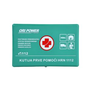 Front of green DIN 13164 First Aid Kit Box