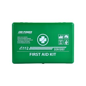 An organized first aid kit on a white background, showcasing vital supplies for health and safety in emergencies.