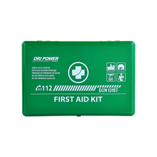 An organized first aid kit on a white background, showcasing vital supplies for health and safety in emergencies.